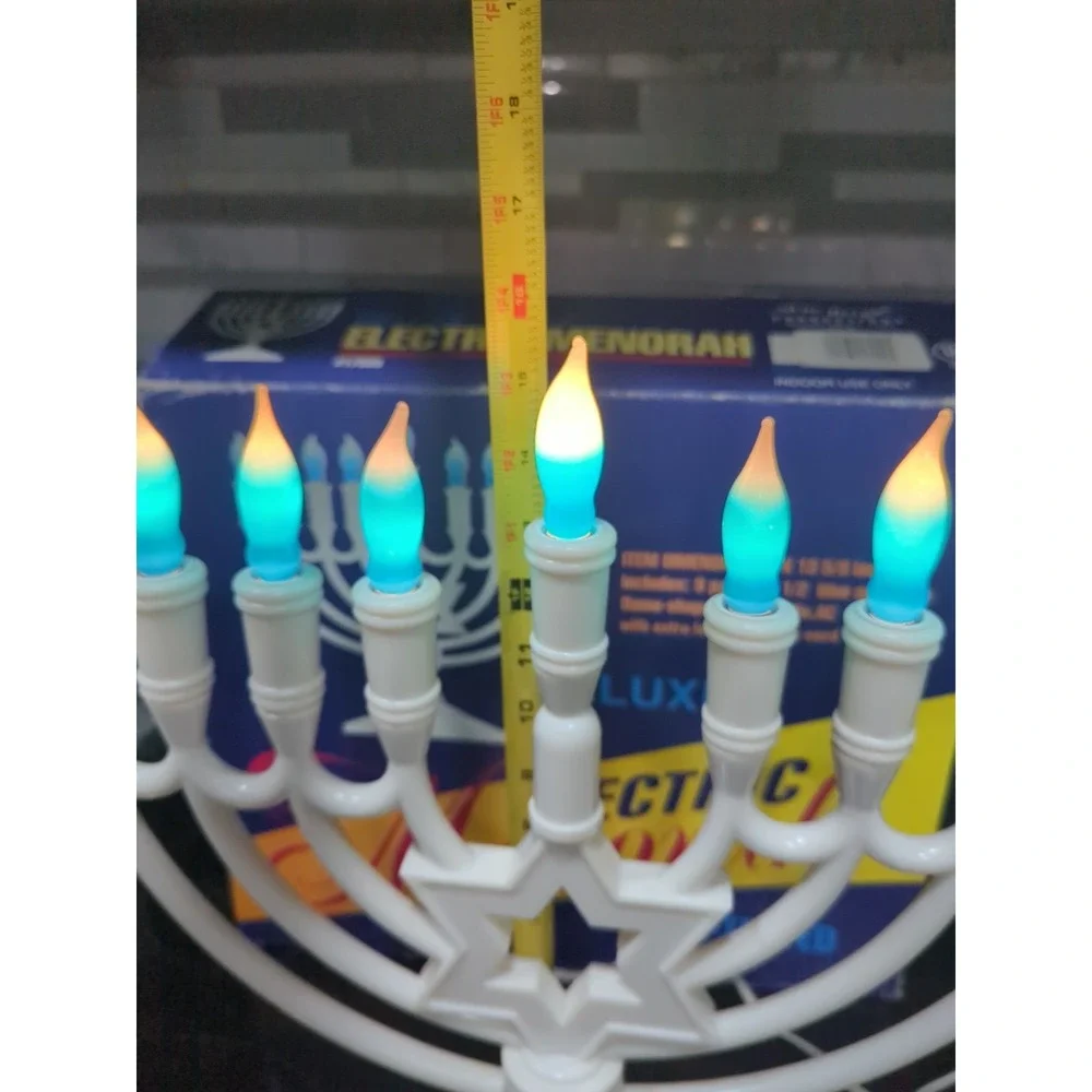 Deluxe Electric Menorah Blue Flame Lights Set Starlight Productions